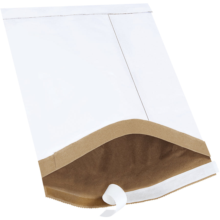 Ship with confidence using these 8.5" x 14.5" white self-seal padded mailers. Expandable fiber padding absorbs impact during handling while dual-layer moisture and puncture resistance protects your products. Case of 25 mailers requires no additional cushioning‚peel, seal, and ship.