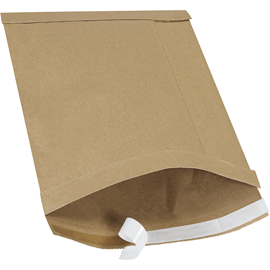 Professional Kraft #4 self-seal padded mailers measuring 9.5" x 14.5" with expanded fiber padding that absorbs shock and protects shipments without additional cushioning. Puncture and moisture resistant with natural rubber adhesive that seals securely to itself. Ships as a case of 100 mailers.