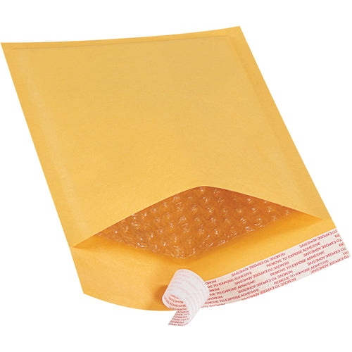 Professional-grade #0 kraft bubble mailers sized 10"x6" for lightweight, fragile shipments. Case of 150 features 3/16" high-slip bubble cushioning and tamper-evident peel-and-stick closure. Eco-friendly recycled kraft exterior reduces shipping costs while meeting UPS/FedEx standards.