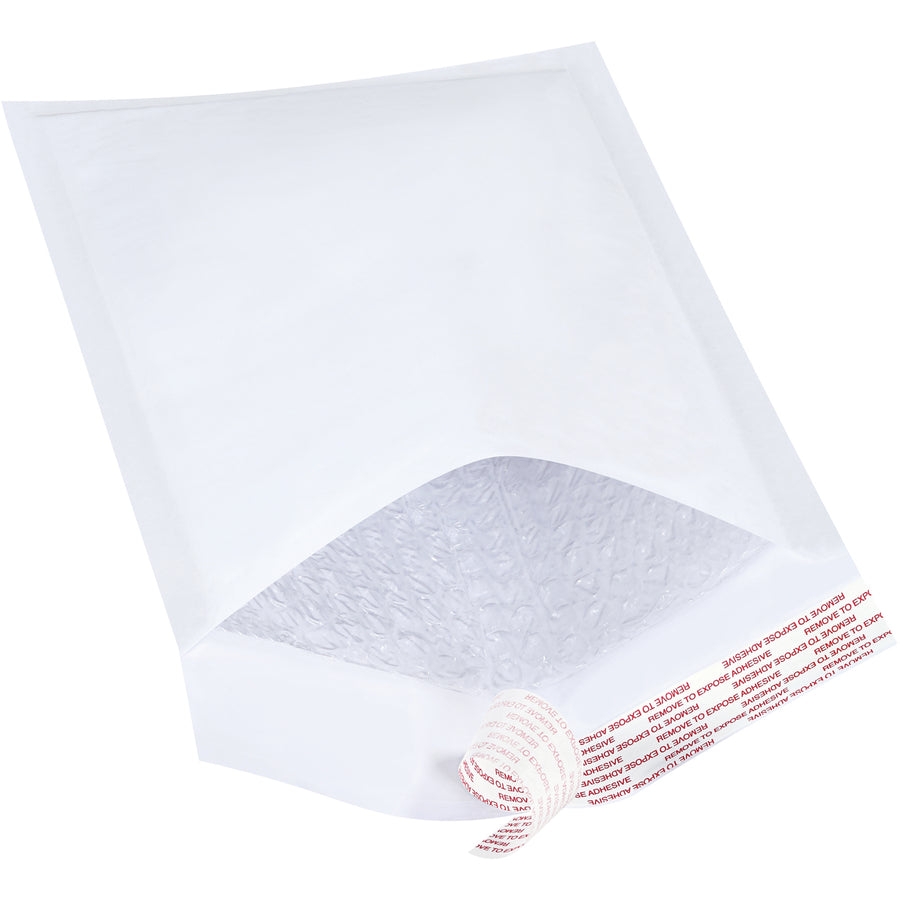 Professional-grade white self-seal bubble mailers measuring 12" x 7.25" with 3/16" high-slip bubble lining for effortless product insertion. Tamper-evident peel-and-stick closure with attractive paper exterior. Sold by the case (100 units)‚ideal for e-commerce packers shipping fragile items.