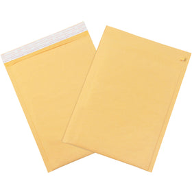 Professional-grade kraft bubble mailers designed for e-commerce packers shipping fragile goods. Features 3/16" high-slip bubble lining, tamper-evident peel-and-stick closure, and quick-open tear strip. Each case includes 25 mailers measuring 12" x 8.5" with recycled golden kraft exterior.