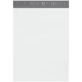Professional 14.5x19" self-seal poly mailers built for e-commerce brands shipping mid-size products. 2.5mil polyethylene construction delivers puncture, water, and tear resistance with high-strength seams that stay sealed even when overpacked. White exterior with silver interior accepts labels and stamps perfectly–500 mailers per case.