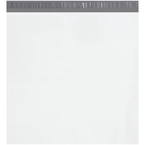 Professional 24x24 white poly mailers deliver puncture and tear-resistant protection for e-commerce shipments. 2.5 mil polyethylene construction with self-seal tear strip ensures contents stay secure and dry. Case of 200 mailers ready to ship.