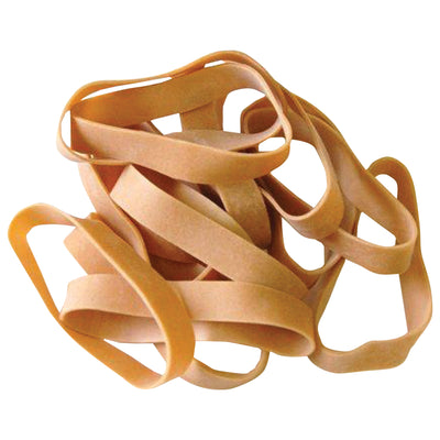 Industrial-grade brown rubber bands sized 1/2" x 3.5" offer superior stretch and durability for bundling, sealing, and securing. Economical and reusable, these 1550-count case bands reduce per-unit packaging costs while maintaining reliable hold for warehousing and shipping applications. Packaged in convenient one-pound bags for easy dispensing.