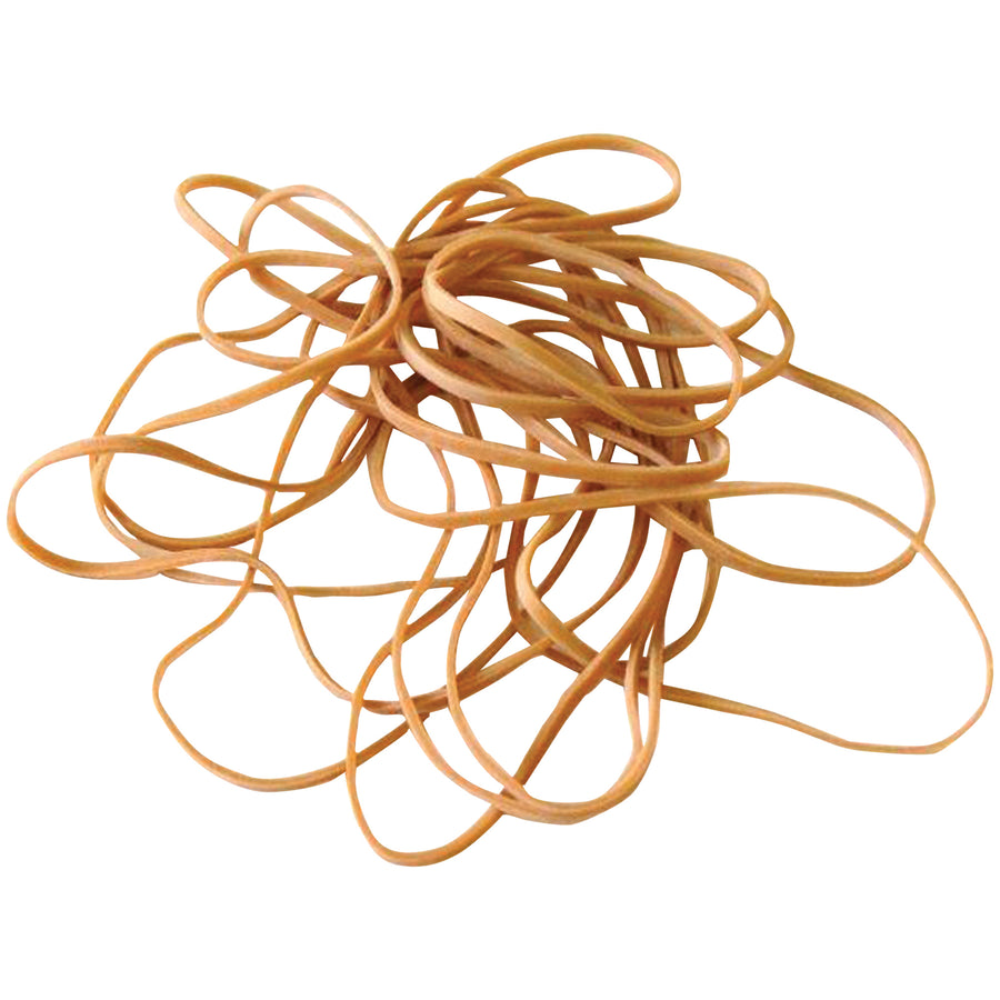 Industrial-grade 1/8" x 7" rubber bands designed for heavy-duty bundling, sealing, and fastening applications. Each case contains 2,100 reusable brown bands with superior stretch to handle diverse packaging tasks efficiently. Economical, durable, and ready to ship.