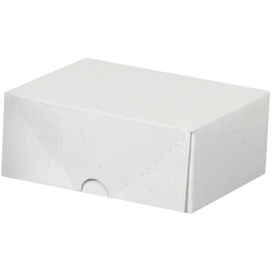 Protect business cards, stationery, and documents with these white fibreboard folding cartons featuring instant snap-out assembly. Compact 4.75" x 3.5" x 2" dimensions ship and store flat to maximize warehouse efficiency. Case of 200 units delivers durable, dust-resistant packaging at volume pricing.