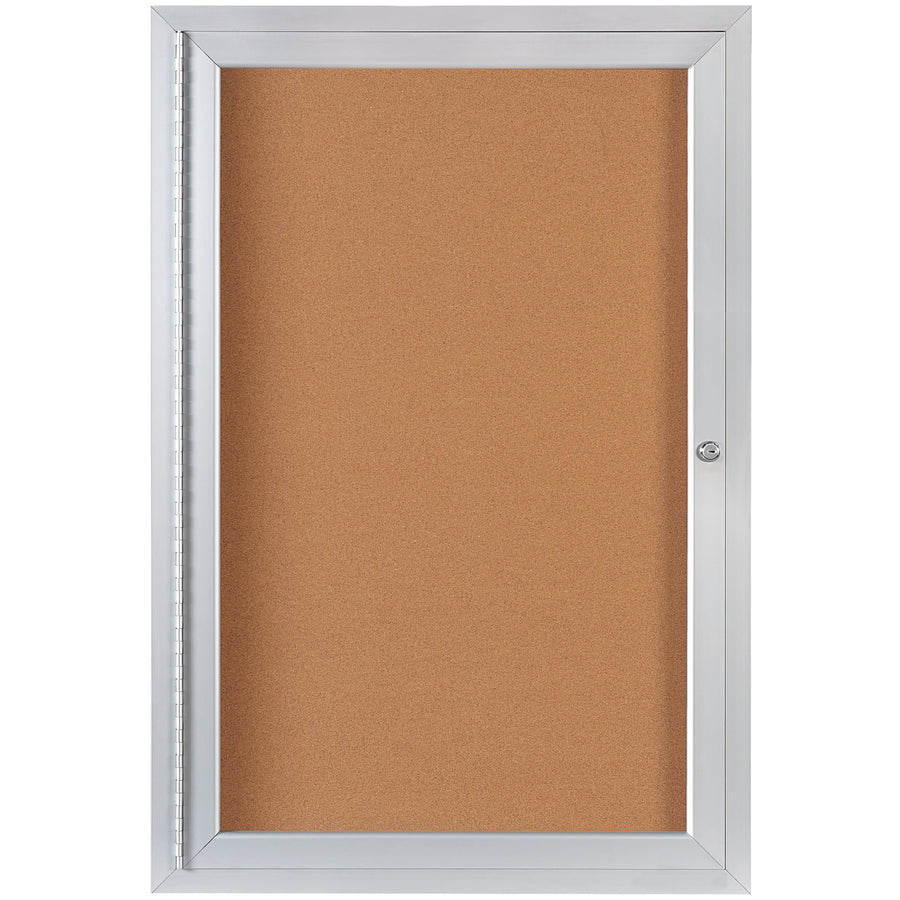 Secure your critical messages with this 2x3 enclosed cork board featuring a lockable aluminum frame and shatterproof acrylic window. The self-sealing natural cork interior pairs with a satin anodized aluminum frame for industrial durability and professional appearance. Full-length piano hinges and 2 included keys ensure authorized-only access to your workplace communications.