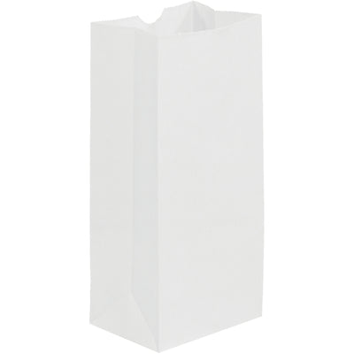 Durable 30 lb. basis weight white grocery bags designed for retail and food service applications. Gusseted side walls expand for bulky items, while thumb notches provide easy opening. 500 bags per case‚the efficient, cost-effective choice for high-volume packing operations.