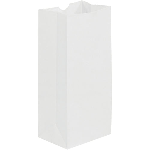 Durable 30 lb. basis weight white grocery bags designed for retail and food service applications. Gusseted side walls expand for bulky items, while thumb notches provide easy opening. 500 bags per case‚the efficient, cost-effective choice for high-volume packing operations.