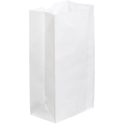 Professional-grade white grocery bags sized 6" x 3 5/8" x 11" in 35 lb. basis weight paper‚engineered for retail and food service applications. Gusseted side walls expand for bulky items, thumb notch opens effortlessly, and each case contains 500 bags ready to ship. Reusable, recyclable, and fully compliant with retail packing standards.