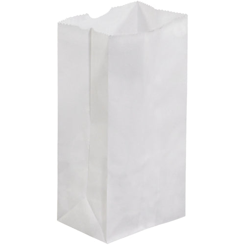 Heavy-duty white paper grocery bags sized 3.5