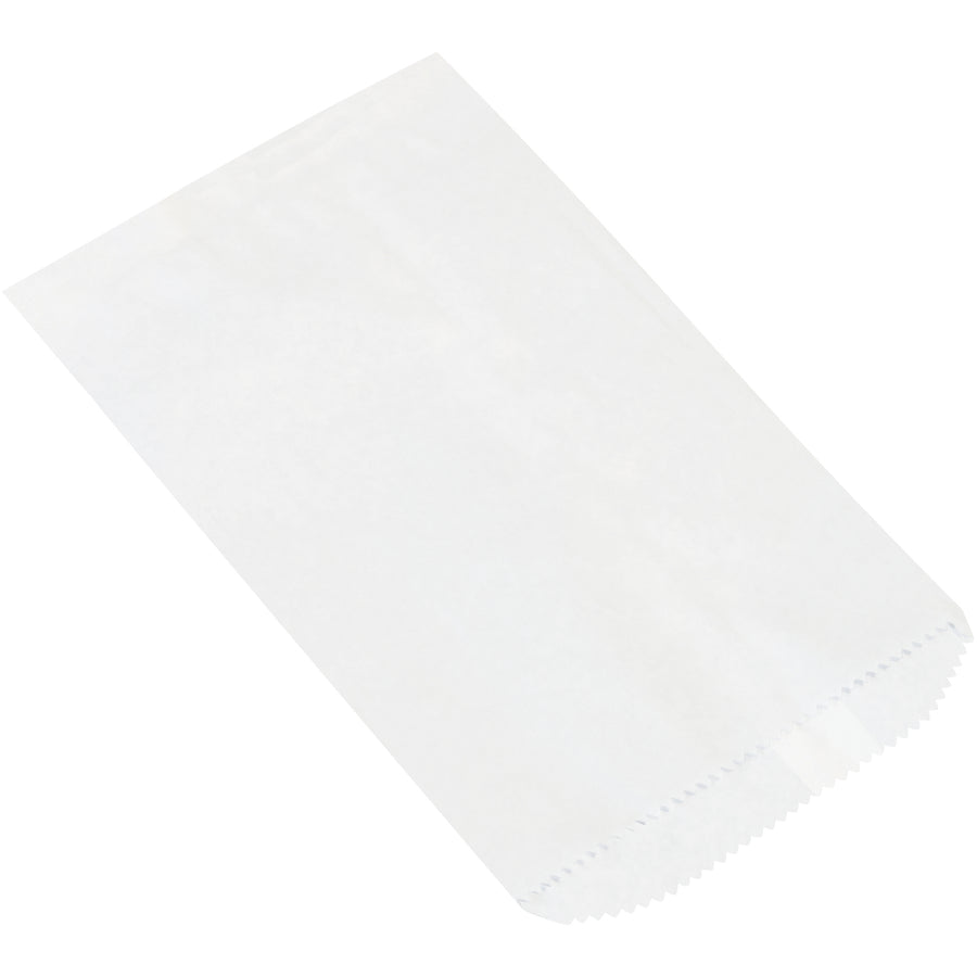 9.25x6.25" White Recycled Paper Flat Merchandise Bags - 3000/Case