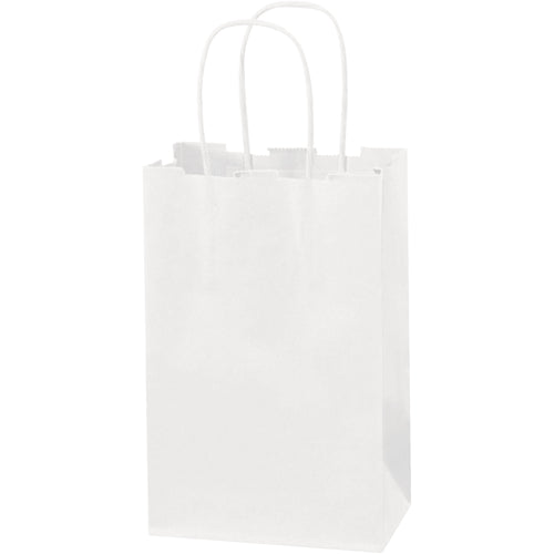 Industrial-grade white paper shopping bags engineered for retail durability and brand presentation. Featuring 60 lb. basis weight with reinforced twisted paper handles, flat-bottom construction that stands upright, and full case of 250 bags. Reusable, recyclable, and ready to ship.