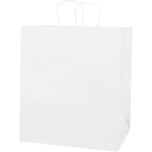 Professional-grade white paper shopping bags engineered for retail operations and bulk packaging. 14