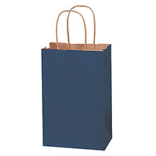 5.5x3.25x8.38 Navy Tinted Shopping Bags