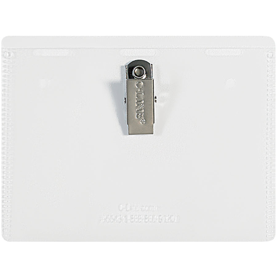 Identify authorized personnel instantly with these durable 4x3" clear clip-on badge holders. Made from 8 mil PVC-free material with swiveling clips that won't damage clothes‚no pins or adhesives required. Each case includes 50 pre-cut inkjet/laser-compatible inserts.