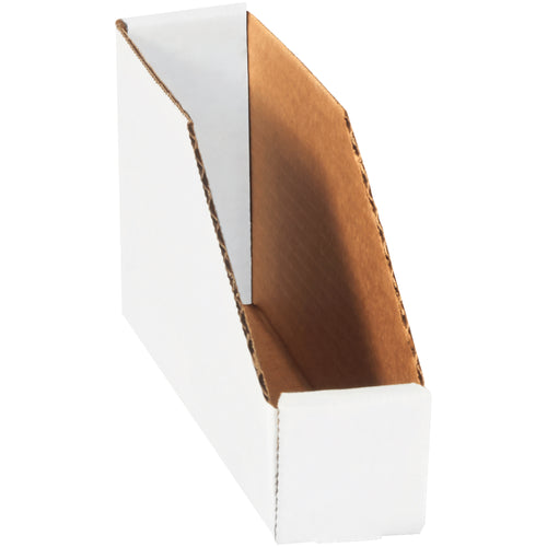 Industrial-grade white corrugated bin boxes engineered for warehouse organization and shelf storage. These 9x2x4.5
