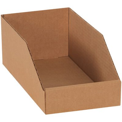 Heavy-duty ECT-32 kraft corrugated bin boxes sized 6x9x4.5" for efficient parts storage and shelf organization. One-piece construction with no tape or staples required–assemble in seconds. Bundle of 25 boxes delivers economical, compliant packaging for industrial applications.