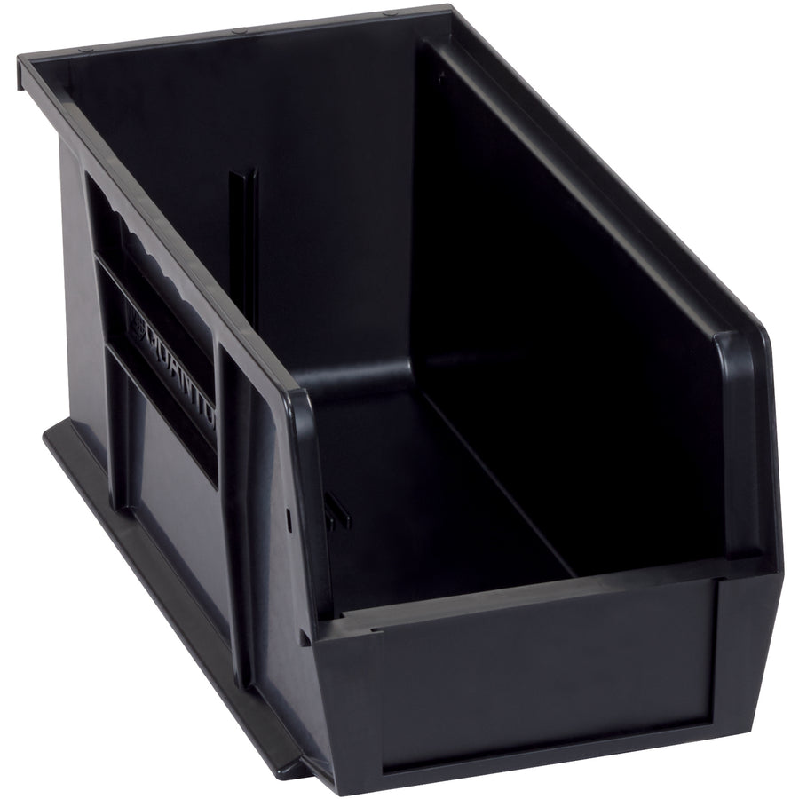 Permanent electrostatic discharge (ESD) protection for sensitive electronic components in a durable, stackable design. These 10 7/8" x 5 1/2" x 5" black conductive plastic bins are constructed from carbon-filled polypropylene and meet military spec MIL-B-81075B. Case of 12 units.
