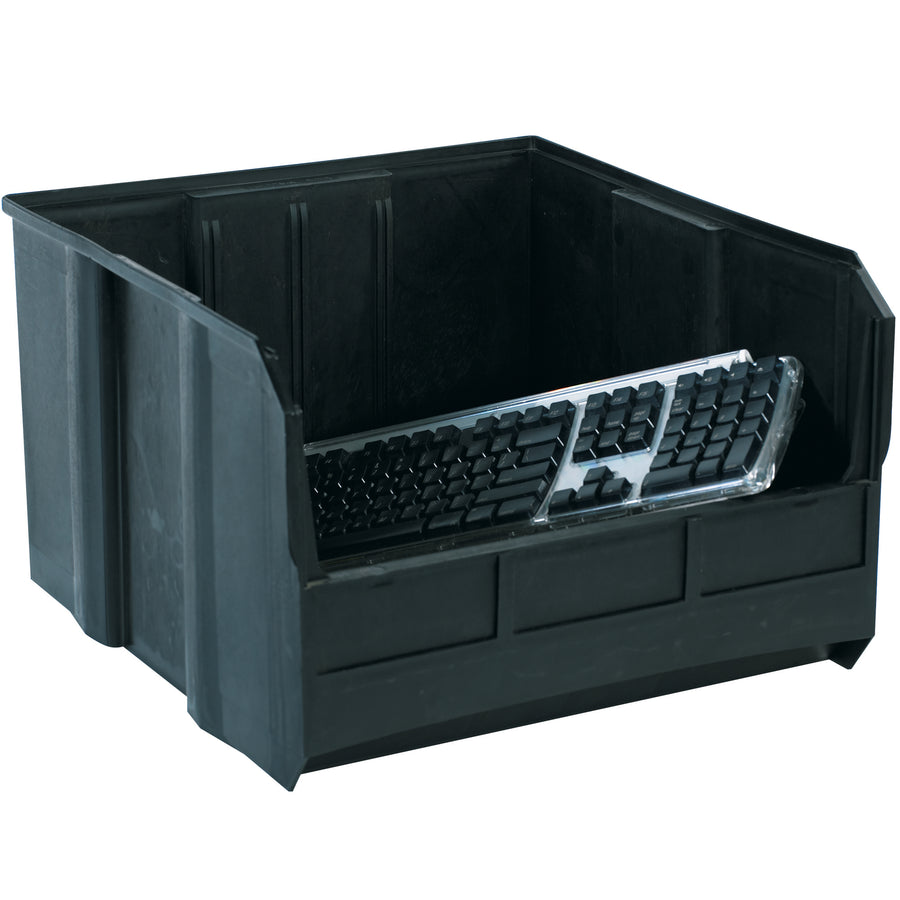 Protect sensitive electronic components from electrostatic discharge with these durable conductive bin boxes. Measuring 18" x 16.5" x 11", each case includes 3 permanently conductive black plastic bins engineered for high-stack warehouse environments and washable for extended service life.