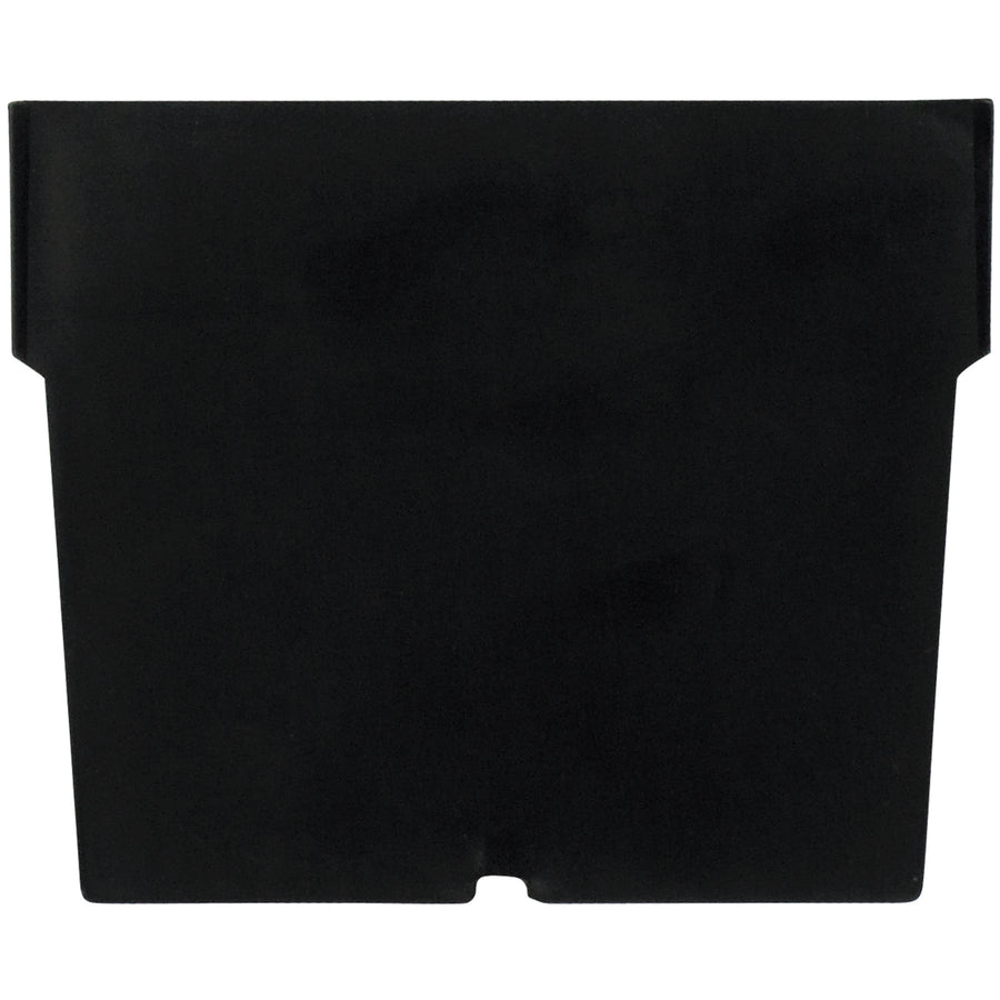 Maximize your storage bin efficiency with these durable black plastic shelf bin dividers measuring 2 7/8" x 3". Each case contains 50 dividers, perfect for separating and organizing contents within standard plastic storage bins and cargo boxes. Ideal for warehouses, medical facilities, and retail operations seeking cost-effective bin organization.