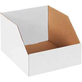 Store and organize large, bulky industrial parts with confidence. These 12x10x8" white corrugated bin boxes feature ECT-32-B strength for durability and high sides for maximum capacity. Each bundle includes 25 boxes–ideal for warehouse shelving, inventory management, and parts organization.