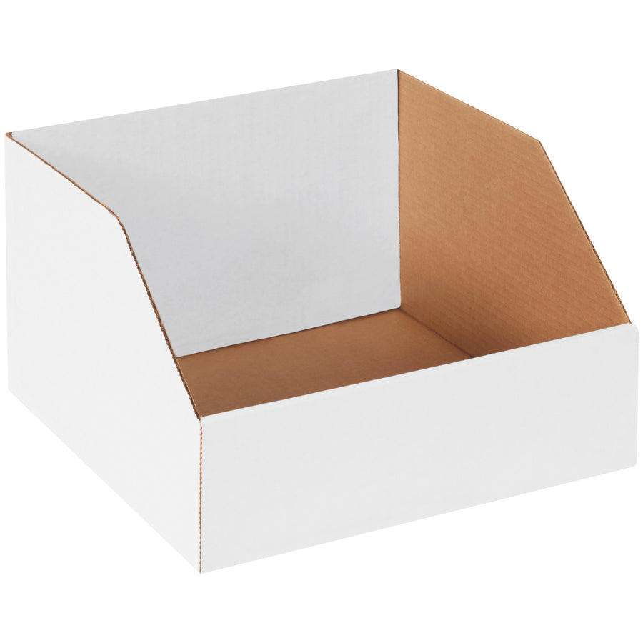 Store and organize bulky industrial parts with confidence using these 12x12x8" jumbo bin boxes. Made from heavy-duty ECT-32B white corrugated material, this 25-pack bundle delivers superior durability and protection for warehouse shelf storage. High sides maximize capacity while reducing product damage during handling and shipping.