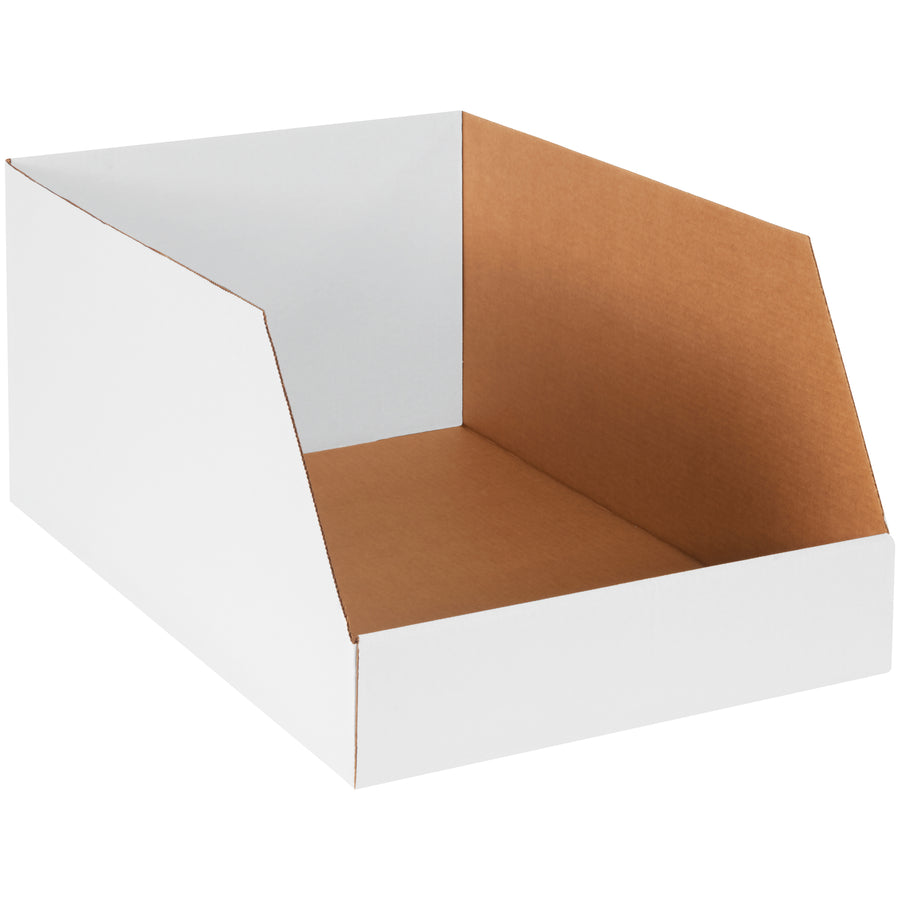 Industrial-grade 24x16x12 white corrugated bin boxes built for durable warehouse storage and parts organization. ECT-32-B material withstands heavy use in shelf storage and picking operations. Bundle of 25 boxes delivers cost-efficient bulk protection for large, bulky components.