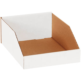 Organize and store small parts efficiently with these 9x12x4.5" white corrugated bin boxes. Made from durable ECT-32-B corrugated material and sold in convenient bundles of 50. Easy-to-assemble design with ample front panel space for labeling–ideal for warehouse shelving, work areas, and inventory management.