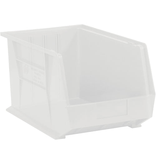 Save floor and shelf space with these durable clear plastic stack and hang bin boxes. Featuring a flat front panel for easy labeling and stackable design, these 10 3/4 x 8 1/4 x 7