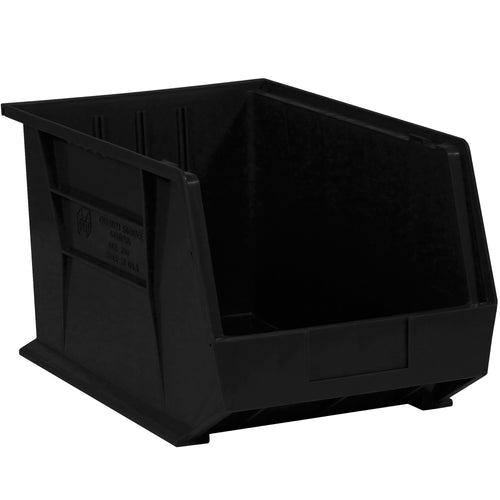 Store and organize small parts and components efficiently with these durable black plastic bin boxes. Features a flat front panel for easy labeling, stackable design to maximize shelf space, and inside dimensions of 10