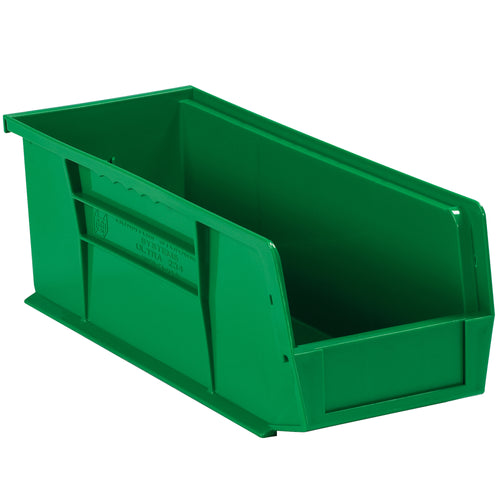 Store and organize small parts efficiently with these durable stackable plastic bin boxes. Each case includes 12 green bins (10 7/8