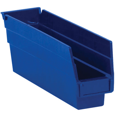 Organize and maximize warehouse efficiency with durable, nestable blue plastic shelf bins designed for long-term industrial use. Features a convenient slotted label holder, built-in rear hanglock for easy tilting access, and FDA-compliant polypropylene construction. Each case includes 36 bins sized 11 5/8" x 2 3/4" x 4" (inside: 10 1/4" x 1 5/8" x 4").