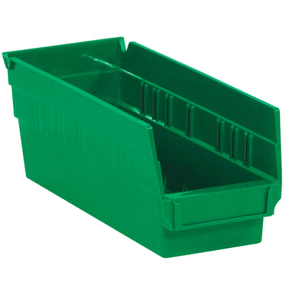 Keep your warehouse organized with these heavy-duty green plastic shelf bin boxes. Measuring 11 5/8" x 4 1/8" x 4", each case includes 36 stackable, nestable bins featuring a slotted label holder and rear hanglock for easy access. FDA-compliant polypropylene construction resists grease, oil, and most chemicals‚built to last.