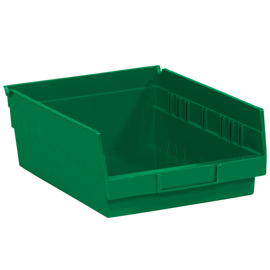 11 5/8" x 11 1/8" x 4" Green Plastic Shelf Bins - Storage, Case of 8