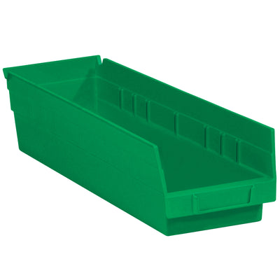17 7/8" x 4 1/8" x 4" Green Plastic Shelf Bins - Durable, Case of 20