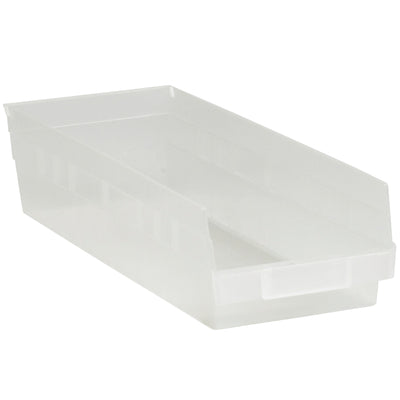 Maximize warehouse efficiency with these durable clear plastic shelf bin boxes featuring transparent visibility, built-in label holders, and rear hanglocks for easy tilting access. Stackable, nestable, and waterproof design protects parts from grease, oil, and chemicals. 20 bins per case‚the cost-effective solution for parts organization and inventory management.