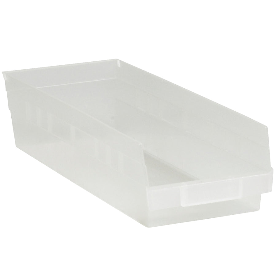Maximize warehouse efficiency with these durable clear plastic shelf bin boxes featuring transparent visibility, built-in label holders, and rear hanglocks for easy tilting access. Stackable, nestable, and waterproof design protects parts from grease, oil, and chemicals. 20 bins per case–the cost-effective solution for parts organization and inventory management.