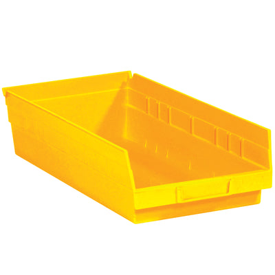 Heavy-duty yellow plastic shelf bins engineered for industrial parts organization and inventory management. Each case includes 10 stackable, nestable bins (17 7/8" x 8 3/8" x 4") with built-in label holders and rear hanglocks for easy tilting access. FDA-compliant polypropylene construction resists grease, oil, chemicals, and moisture‚backed by Packrift's commitment to durability and compliance.