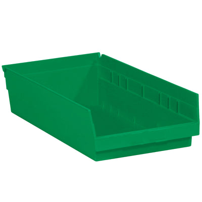 17 7/8 x 11 1/8 x 4" Green Plastic Shelf Bins - Case of 8