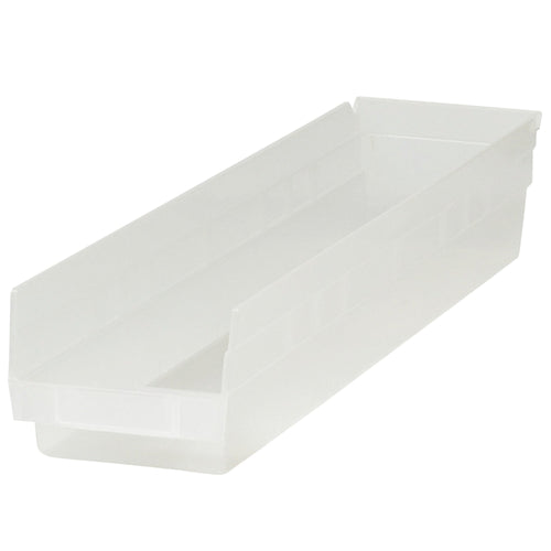 23 5/8 in Clear Plastic Shelf Bin Boxes 16/Case BINPS121CL