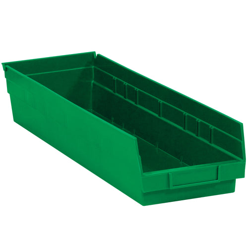 Organize and streamline inventory with these durable green plastic shelf bin boxes. Each case includes 8 bins (23 5/8
