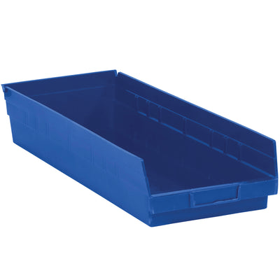 23 5/8" x 8 3/8" x 4" Blue Plastic Shelf Bins - Durable, Case of 6