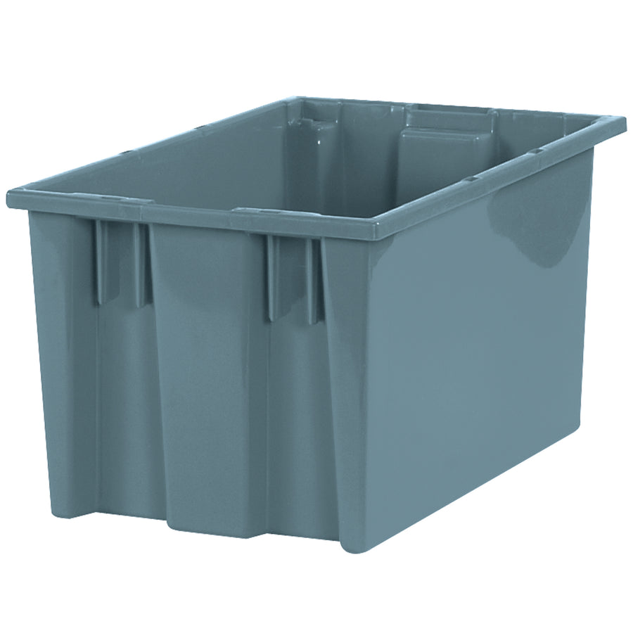 Reclaim warehouse floor space with these 16x10x8.875" gray plastic stack & nest containers that collapse when empty. Non-slip textured bottom keeps loads secure during transport and stacking. Sold as a case of 6–perfect for bulk storage operations.