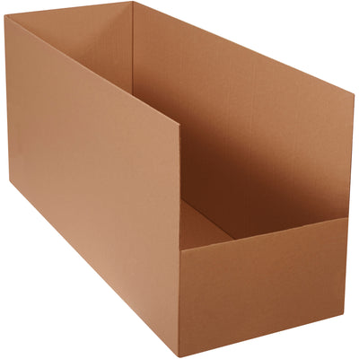 Maximize your warehouse storage with these durable 42x15x20" rack bins featuring ECT-32 corrugated construction. The 42" depth fits standard warehouse shelving to prevent products from falling off the back. Sold in bundles of 10 kraft corrugated bins for cost-effective bulk organization.
