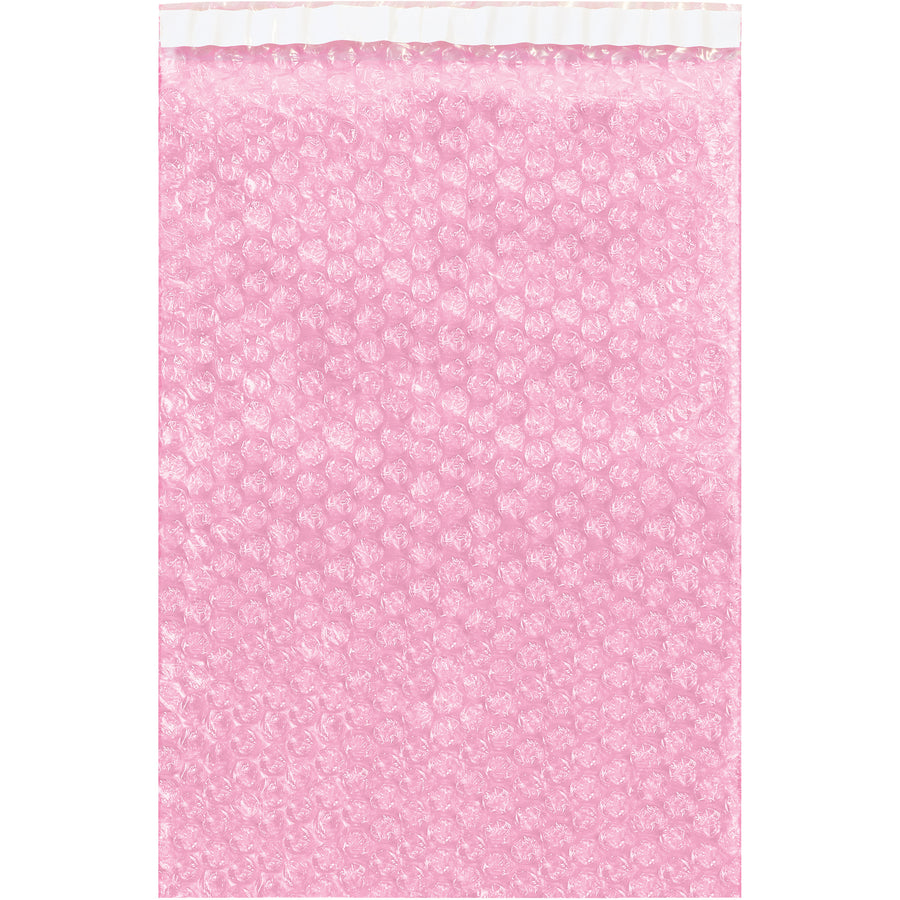 Protect sensitive electronics with these 7x11.5" anti-static bubble pouches featuring 3/16" bubble cell protection and self-sealing closure. Each case contains 400 pouches with high-slip polyethylene construction and built-in 1" lip for secure tape sealing. Meets anti-static requirements for electronic components and fragile goods.
