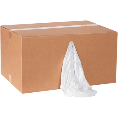 Stock your facility with our 25 lb. box of sanitized white cotton/polyester blend rags–190 count per case for maximum value. Soft, absorbent, and engineered for tough cleaning tasks across janitorial, manufacturing, and maintenance operations. Convenient dispensing box keeps your team organized and efficient.
