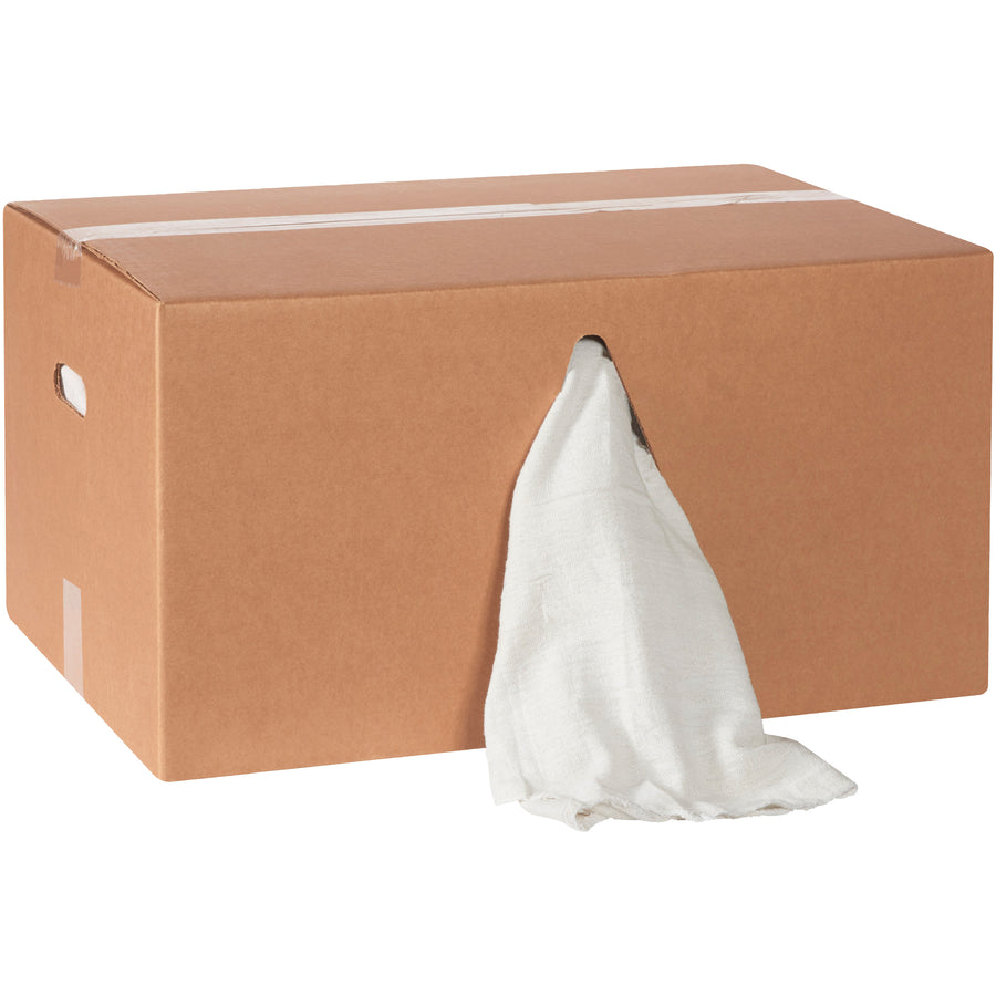 Industrial-grade 14" x 14" natural cotton shop towels sold as a 350-count case–perfect for high-volume facilities. Hemmed edges prevent unraveling, and launderable construction cuts costs through reuse. One case covers weeks of cleaning operations.