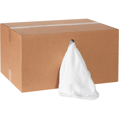 Maximize cleaning efficiency with 80 absorbent white terry cloth towels per case. Each 16" x 24" towel offers superior durability and liquid absorption for industrial cleaning, polishing, and wiping tasks. Cost-effective bulk janitorial supplies that reduce replacement frequency and lower per-unit costs.