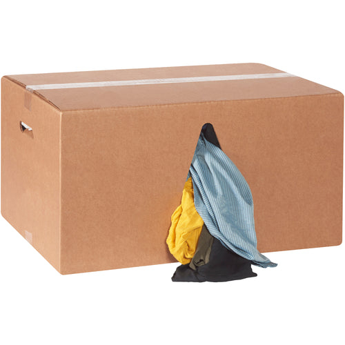 Save on industrial cleaning costs with our 25 lb box of assorted colored cotton-polyester rags‚220 pieces per case. Purpose-built for garages, machine shops, and manufacturing facilities that demand durability without premium pricing. Stock up on reliable jan-san supplies designed to handle heavy-duty wiping, spill cleanup, and maintenance tasks.